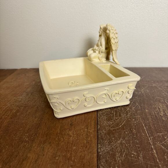 Angelstar Angel Desk Event Decorative Organizer Dish Cream Resin with Glitter - Picture 6 of 10